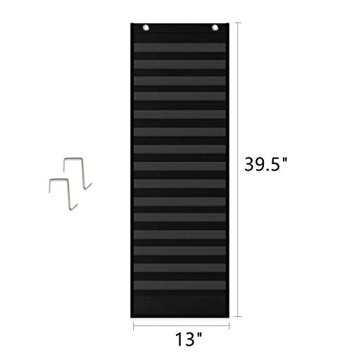 Black Schedule Pocket Chart For Classroom With 20 Cards 15 1 Pockets 