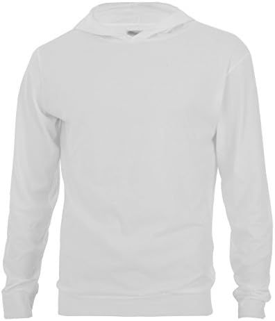 Align Apparel Mens Lightweight Cotton Pullover Long Sleeve Hoodie Sweatshirt(Large,White)