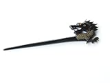 Marycrafts Black Buffalo Horn Dragon Carved Hairstick, Hair Stick, Hairpick Hair Accessories, Hair Jewelry Handmade 7