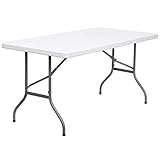 Flash Furniture 30''W x 60''L Granite White Plastic Folding Table , Gray/White -