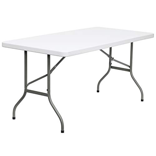 Flash Furniture 30''W x 60''L Granite White Plastic Folding Table , Gray/White -