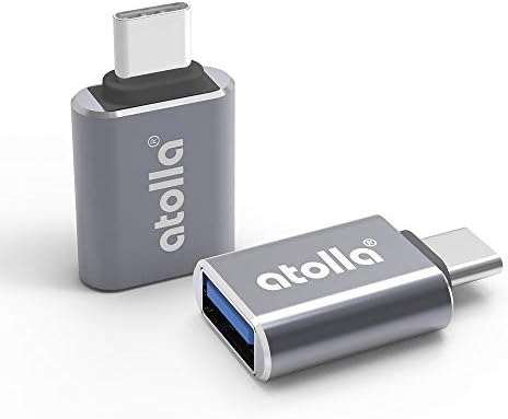 atolla USB C to USB Adapter, USB-C (Thunderbolt 3 Compatible) to USB A 3.0 Adapter【2 Pack】, Type C to USB OTG Converter for MacBook Pro, Dell XPS, Chromebook Pixel, Samsung Galaxy