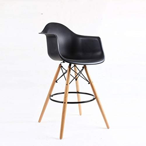 XNLIFE Bar Stools Plastic Beech Wood Modern Simple Style Indoor Outdoor Bistro Cafe High chair (Color : Black)