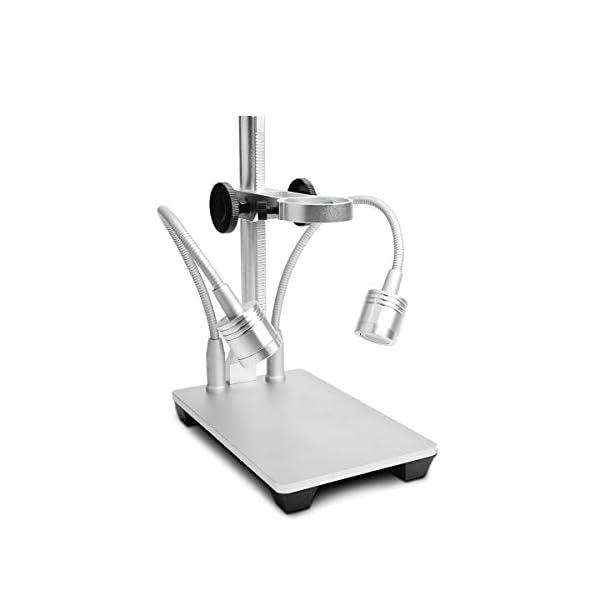 Jiusion Ständer mit 2 Lampen aus Aluminiumlegierung, universell verstellbar, professioneller Standhalter, Tischhalterung für max. 3,5cm Durchmesser USB-Digital-Mikroskop-Lupe, Lupe Kamera