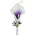 Lily Garden Artificial Flower Calla Lily Boutonniere Corsage with Ribbon (Purple Center Berry)
