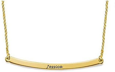 Horizontal 18K Plated Gold Bar Necklace -Personalised with Any Name!