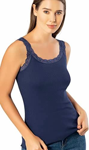 SofTech Venice Lace Detail Cami Black / S at Amazon Women's