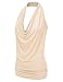NINEXIS Women's Halter Neck Draped Front Open Back Top