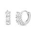 MIA SARINE 12mm 1-1/2 Cttw Cubic Zirconia Small Hoop Huggie Earrings for Women in Rhodium Plated 925 Sterling Silver
