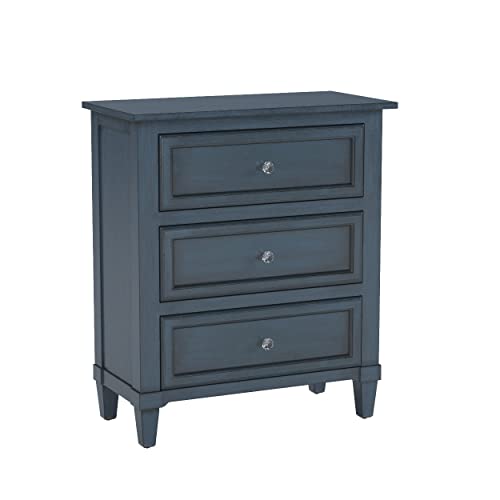 Decor Therapy Beckett 3Drawer Side Table, 24x12x28, Antique Navy