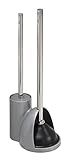 mDesign Slim Toilet Bowl Brush and Plunger Combo for Bathroom Storage - Gray