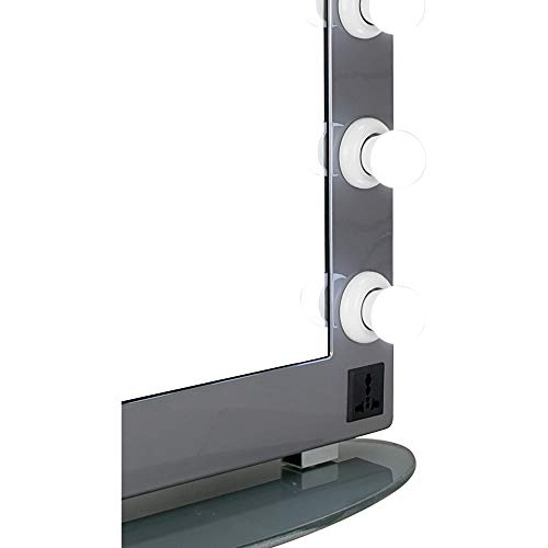 Hiker 12 Led Dimmer Light Pc Body and Glass Base Hollywood Vanity Makeup Mirror Table Top Wall Mount, Silver