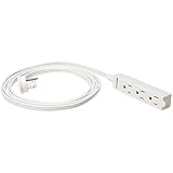 AmazonBasics Indoor 3 Prong Extension Power Cord Strip - Flat Plug, Grounded, 8 Foot, Pack of 2, White