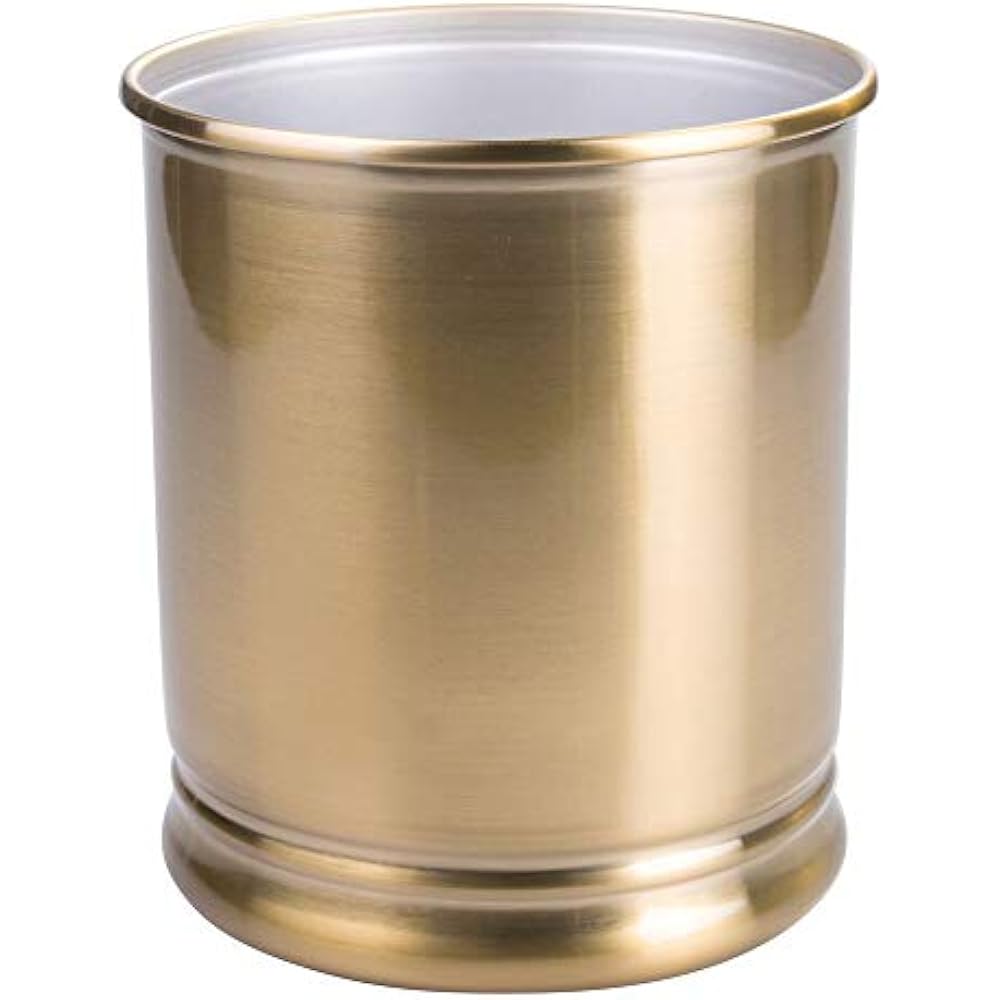 Mdesign Decorative Metal Round Small Trash Can Wastebasket