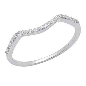 Dazzlingrock Collection 0.12 Carat (ctw) Round White Diamond Ladies Anniversary Wedding Stackable Band Guard Ring…