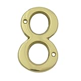 (#8) BOLTON 3 Inch Solid Brass Bright Brass Finish House Number Raised 1/6