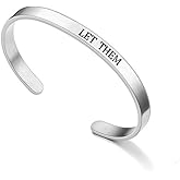 Q&D&S Gold plated Let Them Cuff Bracelet, Inspirational Engraving Bracelets Stainless Steel Open Adjustable Friendship Cuff Bangle Jewelry Gifts for Best Friends