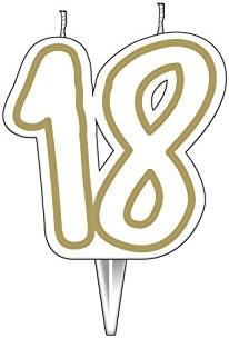 Expression Factory Age 18 Milestone Birthday Cake Candle, Gold, Birthday Candle - Image 3
