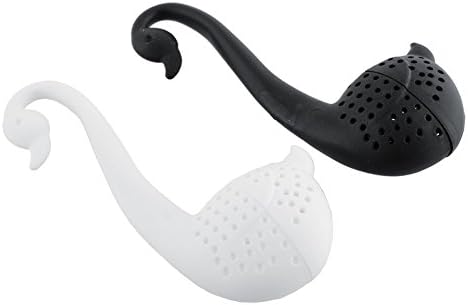Graceful Long Necked Cute Swan Tea Leaf Infuser Spoon with Handle - Loose Tea Leaf Strainer -Herb Filter - Spice Diffuser (Black)