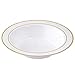 50 Disposable White Gold Trim Plastic Soup Bowls | 14 oz. Premium Heavy Duty Disposable Dinnerware with Real China Design | Safe & Reusable and Great for Parties or Weddings. (50-Pack) Gold