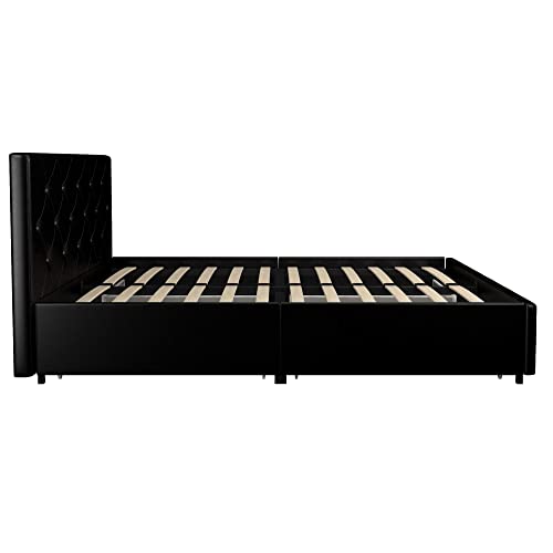 DHP Dakota Upholstered Platform Bed with Underbed Storage Drawers and