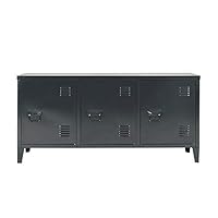 HouseinBox Office File Storage Console Cupboard Metal Cabinet 3 Door Cupboard Locker Organizer Stand 3-in-1, 2 Tier 6 Shelves Legs Detachable
