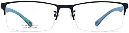 Danillsson™ Unisex Semi-rimless Titanium Mixed Wide Size Rectangular Prescription Eyewear Frames,Deep Blue