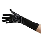 Black Satin Gloves (Elbow Length) ~ Formal, Wedding, Theatrical, Costume Party