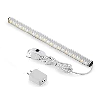 ASOKO Dimmable LED Under Cabinet Lighting, Memory Function, 12inch, Neutral White, 5000K, 3M and Magnet Mounted, UL Listed Plug, USB Powered LED Closet Light Bar, Under Counter Lighting (With UL Plug)