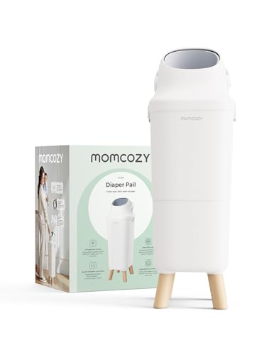 Momcozy Bote de Pañales con Control de Olores Patentado de Triple Sellado, Apertura Amplia, Altura Ergonómica, Gran Capacidad con Ventana de Visualización, Cierre de Seguridad a Prueba de Niños