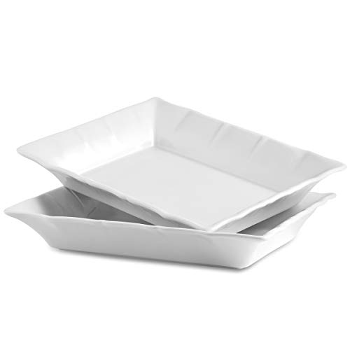 Porcelain Baking Dish Lasagna Pan Serving Tray, 2 Quart Casserole Baking Pan for Serving, 2 Pack Bakeware Set,White - Thumbnail 7