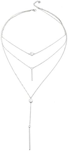 SAYLAVE Tassel Multilayer Womens Fashion Necklace Minimalist Jewellry Silver