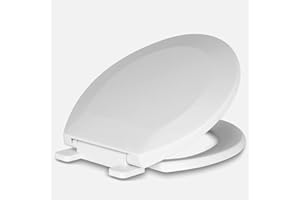 CCBELLO Round Toilet Seat, Slow Close, Thickened Material, No Wiggle Never Loosen, Easy To Install And Clean, Fit Most Round Toilets, White (16.5”)