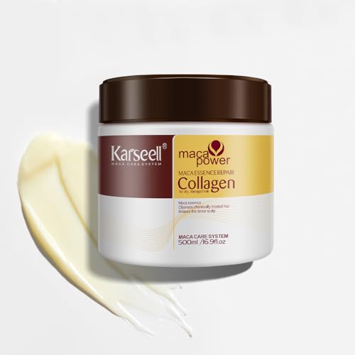 Karseell Collagen Hair Mask 500 ml, Deep Repair Hair Conditioner, Argan Oil Collagen Hair Mask for Very Dry Hair, Damaged Hair, All Hair Types