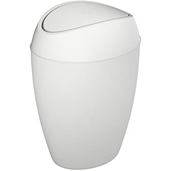 Umbra Twirla Trash Can with Flipping Lid, 9 L, Metallic White