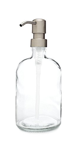 Clear Recycled Glass Soap Dispenser with Farmhouse Pump