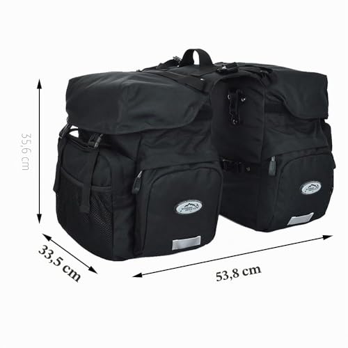 ZTZ 50L Waterproof Bicycle Panniers, Made of High Density 600D Polyester for One. The Bicycle Saddle Bag Comes with a Reflective Trim and a Cover (Black)
