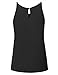 JJ Perfection Women's Round Neck Front Pleated Chiffon Cami Tank Top Black S