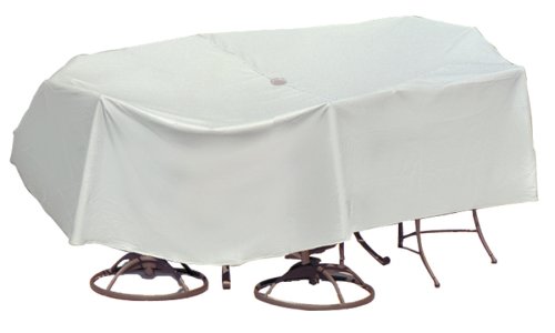 Protective Covers Weatherproof Patio Table and Highback Chair Set Cover, 48 Inch x 54 Inch Round Table, Gray