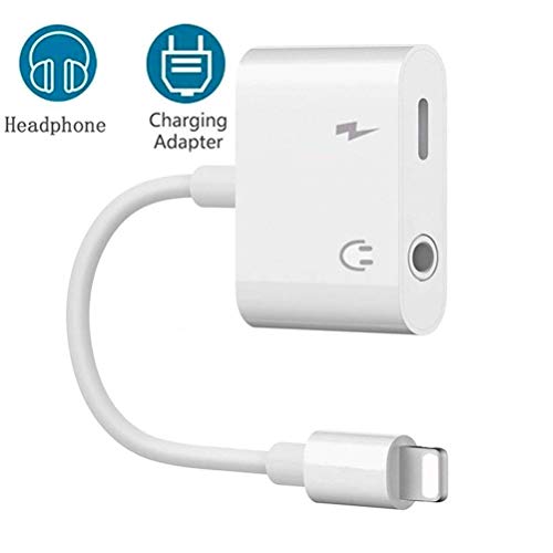 Headphone Adapter for iPhone 8/8Plus 7/7Plus X 10 XS Female Earbud Adapter Cable Aux Audio Headphone Jack 3.5 mm Splitter Adaptor Earphone with Music+Charge Phone Accessory iOS 11/12 System Later
