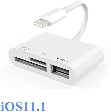 3 in 1 Lightning to Micro SD TF Card Reader USB OTG Cable Adapter, Camera Connection Kit for iPhone 5/5s/6/6s/6 Plus/7/7s/7 Plus/iPad Mini/Air(iOS 11.1)