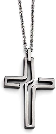 Brushed Antiqued Cross Necklace Mens Men