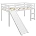 Harper & Bright Designs Twin Loft Bed with Slide for Kids, Wood Low Sturdy Loft Bed, No Box Spring Needed, White