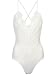 PERSUN Women's Lace Up Back Velvet Bodysuit Sleeveless Deep V Neck Bodysuit Leotards