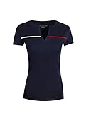 Tommy Hilfiger Womens Split-Neck T-Shirt (Navy, X-Large)
