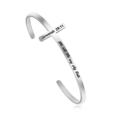 𝐂𝐫𝐨𝐬𝐬 𝐁𝐫𝐚𝐜𝐞𝐥𝐞𝐭 Religious Cuff Bangle 𝐁𝐢𝐛𝐥𝐞 𝐕𝐞𝐫𝐬𝐞 Christian Gifts Jewelry for 𝐖𝐨𝐦𝐞𝐧