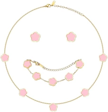 Amazon.com: Qinpan Four Leaf Clover Necklace Bracelet and Stud