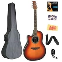 Ovation LCC047-HB Celebrity Left-Handed Mid-Depth Cutaway Acoustic-Electric Guitar Bundle with Gig Bag, Tuner, Strap, Strings, Picks, and Polishing Cloth - Honey Burst
