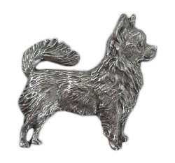 Pewter Chihuahua (Longhaired) Keychain