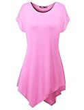 Thanth Womens Short Sleeve Comfy Loose Fit Long Tunic Top With Various Hem
